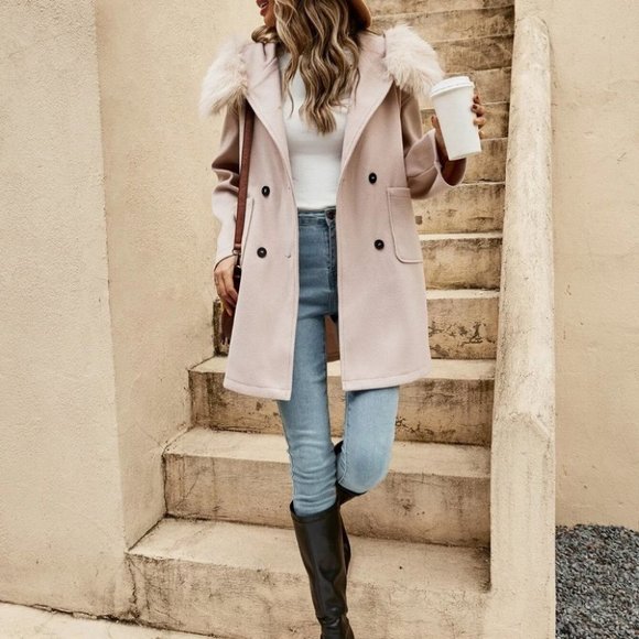 . Jackets & Blazers - Apricot Womens Hooded Overcoat
